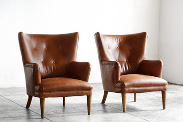 SOLD - Pair of 1940s Vintage Wingbacks, Refinished