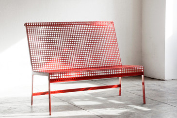 Custom Modernist Steel Bench with Back