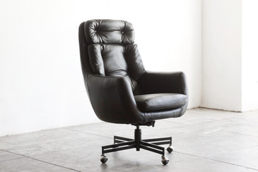 SOLD - 1970s High Back "Egg" Swivel Chair, Refinished