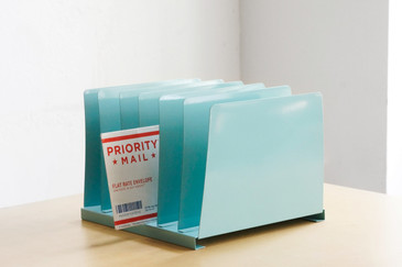 SOLD - Retro Desktop File Holder, Refinished in Sea Foam