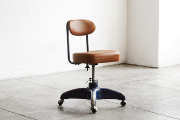 SOLD - 1950s Cosco Steno Chair, Midnight Blue with Brown Leather