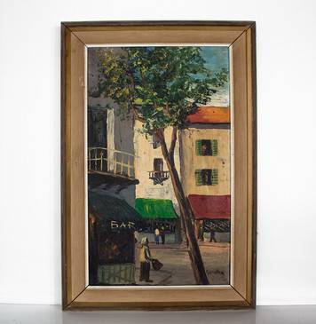 SOLD - Mid-Century Oil Painting - Street Scene