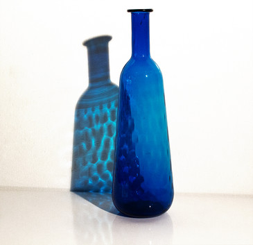 SOLD - Hammered Blue Glass Vase, 1970s