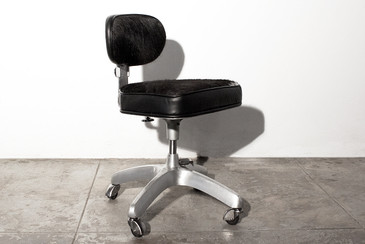 SOLD - Aluminum Task Chair with Black Cowhide, c. 1960