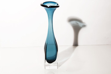 SOLD - Dark Blue Murano "Sommerso" Glass Bud Vase