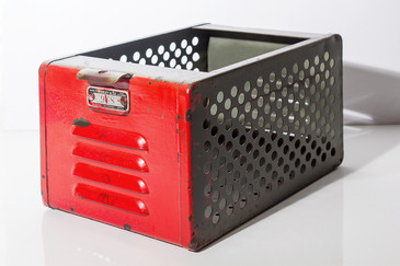 SOLD - 9" Wide Locker Basket, Hand Painted Red