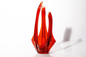 SOLD - Exquisite Orange Viking Glass Candle Holder