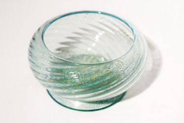 SOLD - Murano Relief Dish With Gold Leaf Flakes by Venini, 1950s
