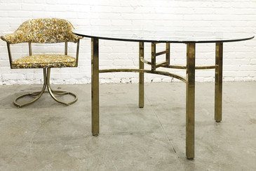 SOLD - Brass Table and Chair Set by Virtue Brothers of California, circa 1970