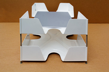 SOLD-1920s Double Tier Letter Tray, Gloss White
