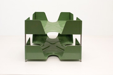 SOLD - 1920s Double Tier Letter Tray, Sage Green