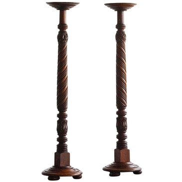 SOLD - Stately Carved Wood Pedestals, circa 1900