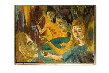 SOLD - "Meditation" Oil Painting by Charlotte Ross, circa 1960
