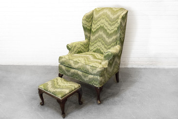 SOLD - Queen Anne Style Wing Back Chair