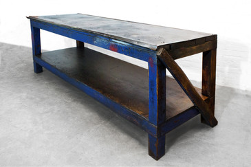 SOLD - 1940s Industrial Wood and Metal Workbench