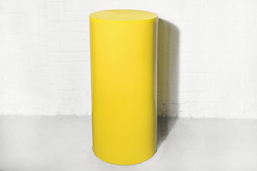 SOLD - Round Metal Pedestal in Canary Yellow, circa 1970s