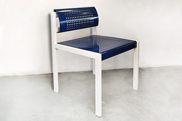 SOLD - Set of 4 Modern Steel Patio Chairs with Perforated Design, Refinished
