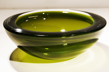 SOLD - Large, Lime Green Murano Geode Glass Bowl