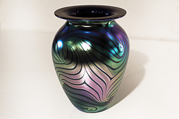 SOLD - Eickholt Glass Pulled Feather Vase
