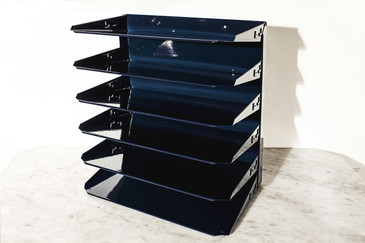 SOLD - Retro FileMagazine Holder, Refinished in Midnight Blue