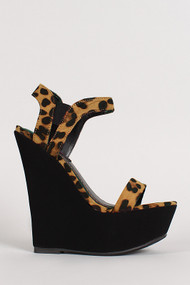 Leopard Open Toe Wedge