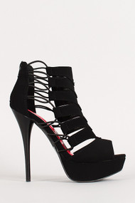 Arrow Elastic Cage Peep Toe Heel