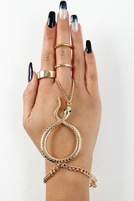 Wrapped Snake Hand Chain Ring