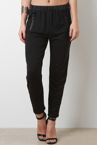 Double Leatherette Panel Pants