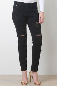 Slit Distress Denim