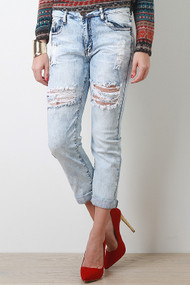 Acid Wash Distress Jeans
