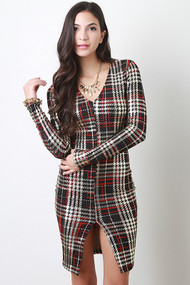 Metallic Plaid Dress