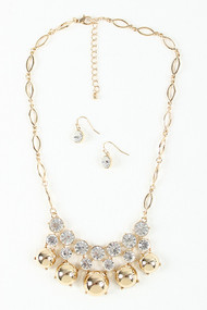 Faux Rhinestone and Pearl Necklace