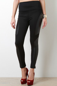 Soft Knit with Leatherette Leggings