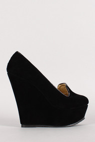 Round Toe Loafer Platform Wedge