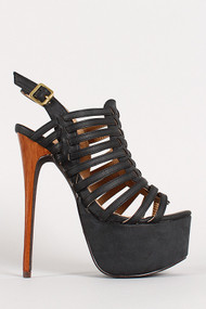 Strappy Cage Slingback Platform Open Toe Heel