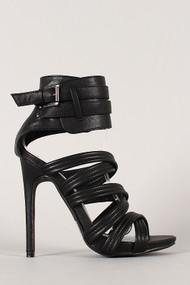 Strappy Open Toe Ankle Cuff Stiletto Heel