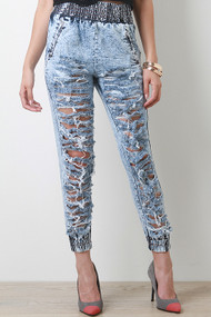 Distressed Loose Fit Denim Pants