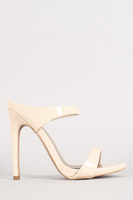 Patent Two Strap Open Toe Stiletto Heel