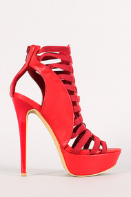 Elastic Caged Open Toe Heel