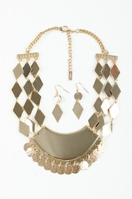 Coined Diamond Link Statement Necklace
