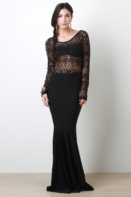 Twofer Long Sleeve Mermaid Dress