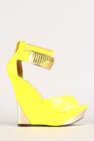 Neon Snake Metallic Platform Wedge