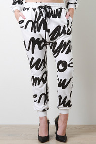 Scribble Font Jogger Pants