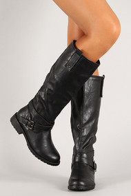 Half Zipper Knee High Engineer Boot