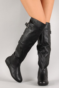 Loose Fit Buckle Knee High Boot
