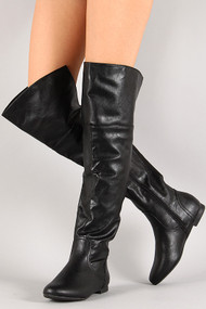 Cuff Round Toe Thigh High Boot