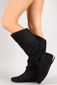 Metallic Heel Knee High Boot