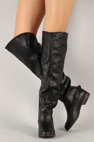 Zipper Buckle Thigh High Boot