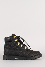 Quilted Leatherette Lace Up Work Boot