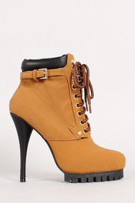Buckle Collar Stiletto Work Bootie